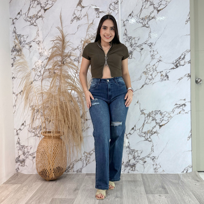 Jeans bota recta rotos ref-1145