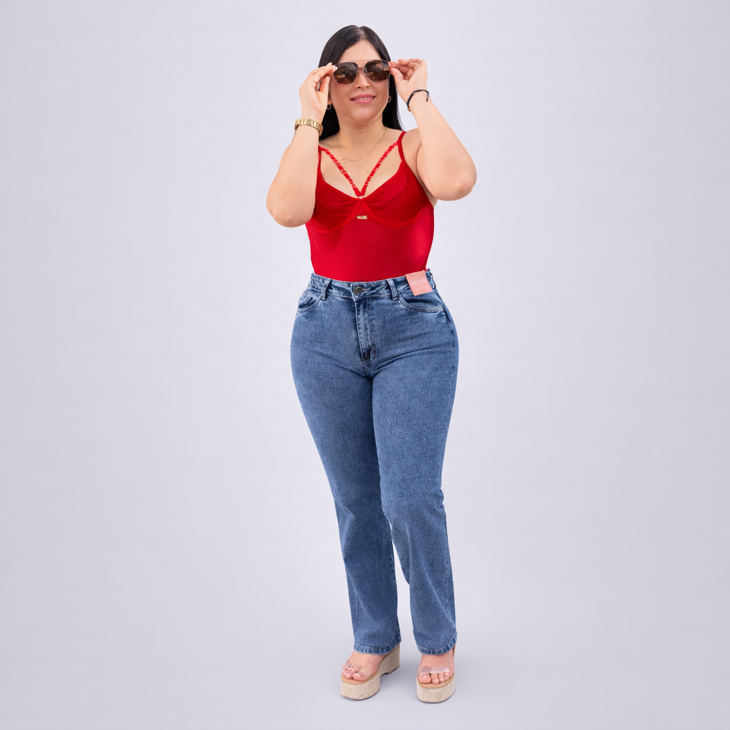 Pantalón bota recta en tela stretch-Rf-1122