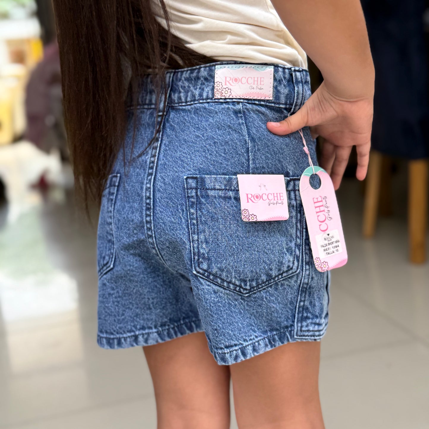 Falda Short Azul Rígida