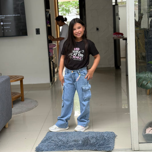 Cargo Rígido Claro – Estilo Fresco para Pequeñas con Actitud Ref-1103