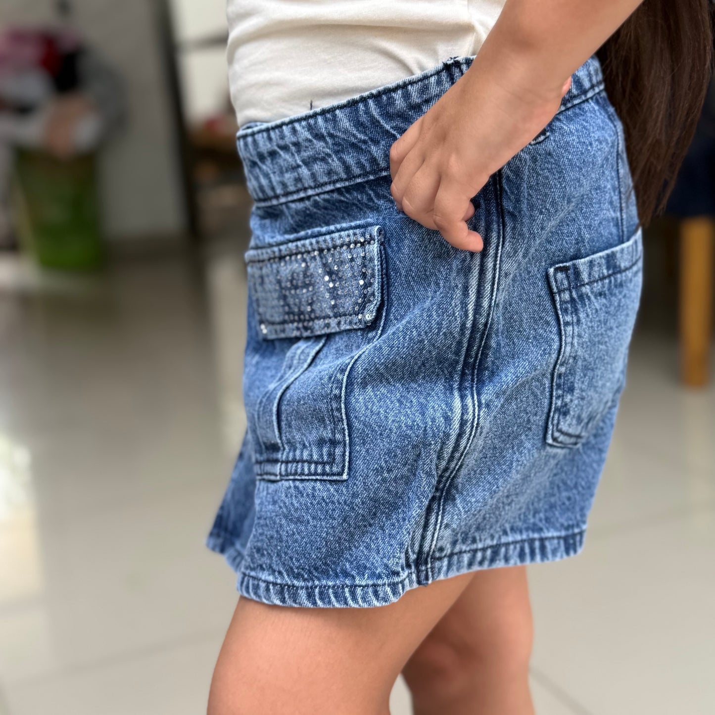 Falda Short Azul Rígida