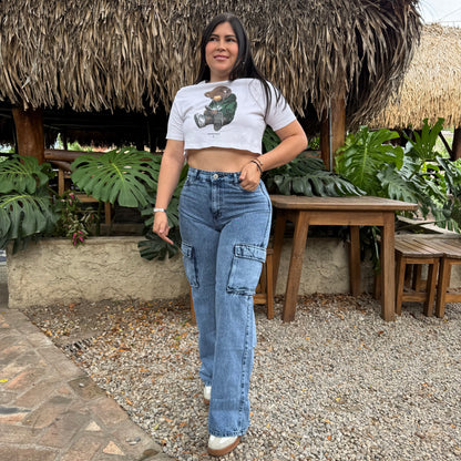 Cargo Azul Rígido – Estilo Utilitario con Toque Femenino Ref-1110