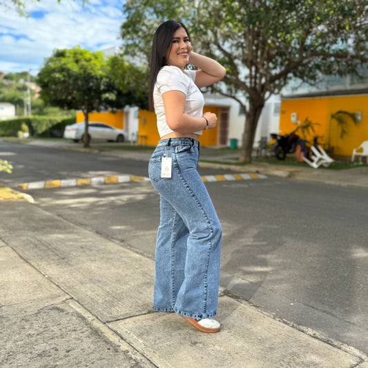 Palazo Azul Claro Stretch – Comodidad que Estiliza Ref-1085