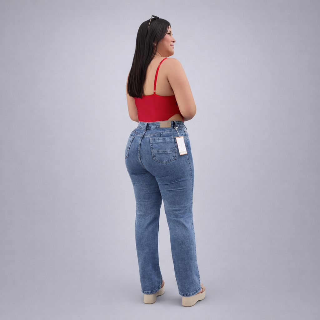 Pantalón bota recta en tela stretch-Rf-1122