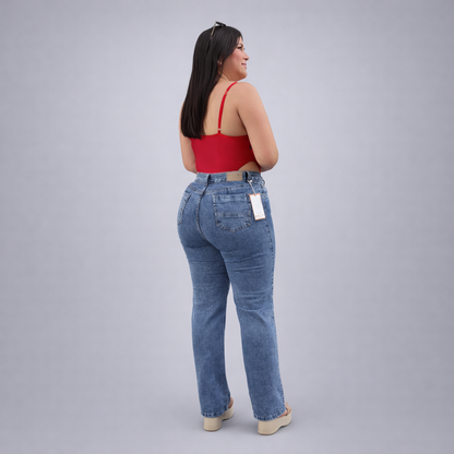 Pantalón bota recta en tela stretch-Rf-1122